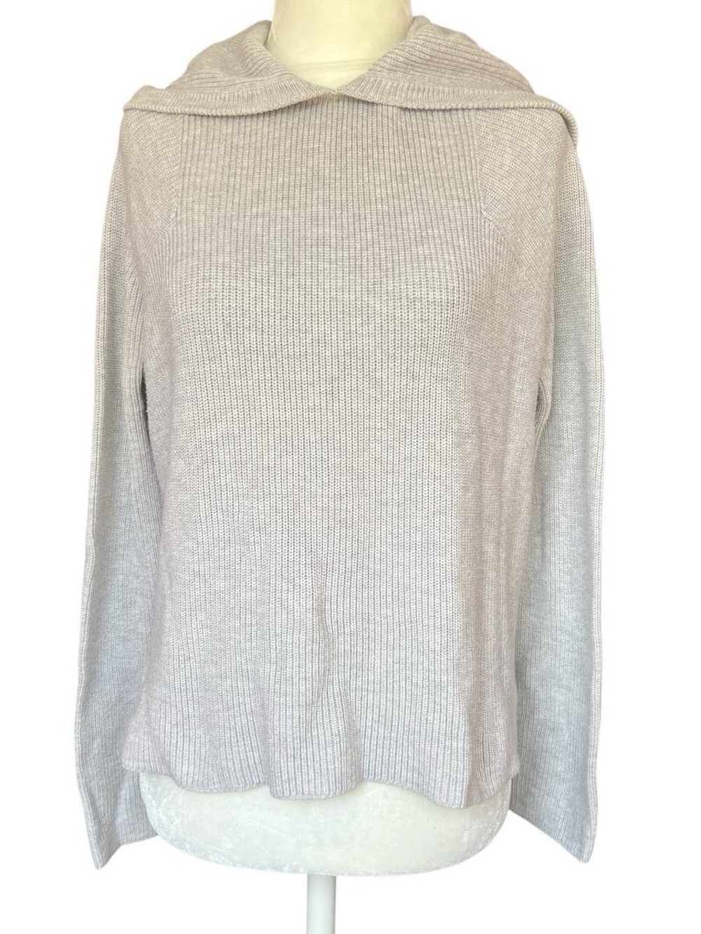 Athleta Ribbed Knit Pullover Hoodie Gray S